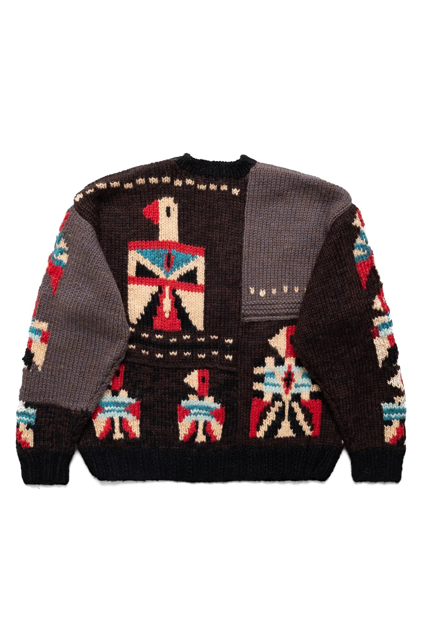 Hand Knit STD Cowichan Crew Sweater - Charcoal - Image 3